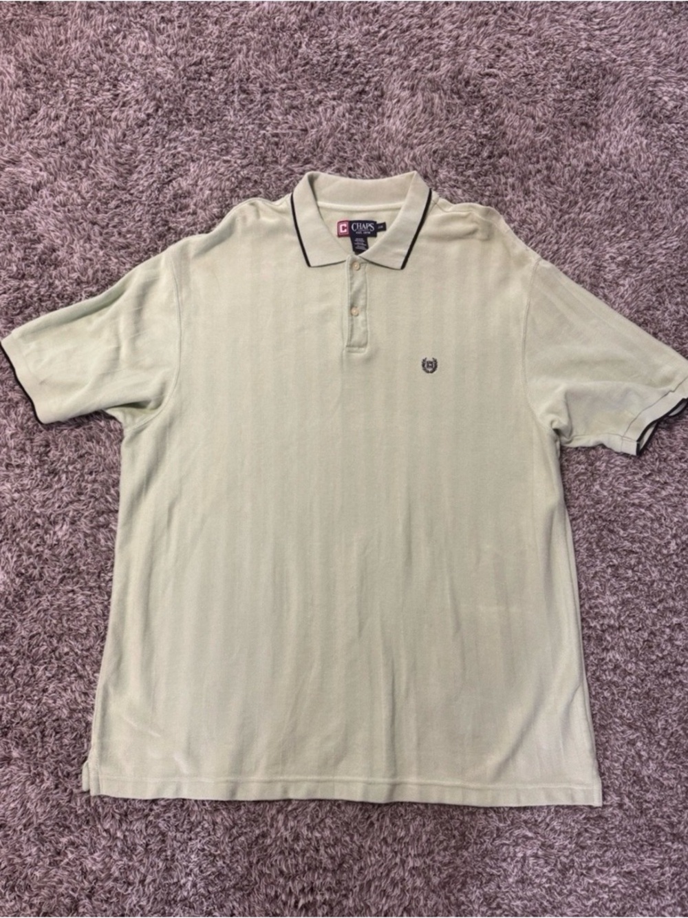 Chaps Polo Shirt Mens Size 2XB Striped  Casual Short Sleeve 100% Cotton